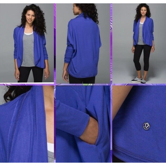Lululemon To And Flow Wrap Iris Flower Purple Stretch Cocoon Size 4 - Picture 4 of 7